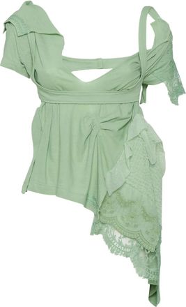 Dsquared2 Top asimmetrico con ricamo - Verde