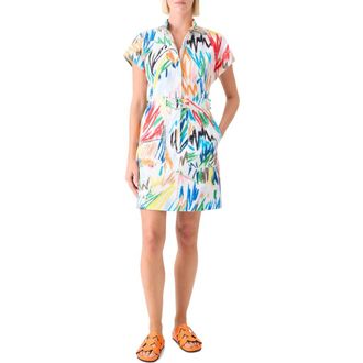 Akris Scribble Print Stretch Denim Minidress in Cream-Multi at Nordstrom, Size 14