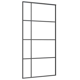 vidaXL Vidaxl - Puerta Corredera Esg Vidrio Y Aluminio Negra 102,5x205 Cm
