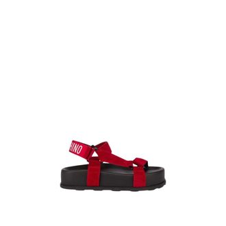 Moschino Sporty Suede Sandals - unisex - Moschino - Flat Sandals - Red - 3 UK - Shoes
