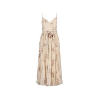 Zimmermann Maxi Dresses, female, Beige, Size: 2XS Sunray Pleated Picnic Dress