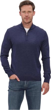 Profuomo Extrafine Merino Half Zip - Heren - Truien - Blauw - Maat: 2XL Wol