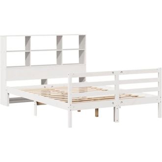 vidaXL Bookcase Bed without Mattress White 120x190 cm Small Double Solid Wood Pine Vidaxl