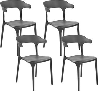 Beliani Conjunto De 4 Sillas Polipropileno Resistente Interior Exterior Negro Gubbio