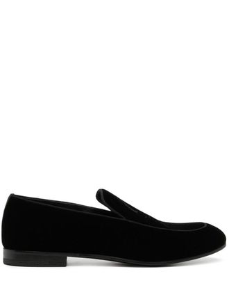 Giorgio Armani Loafer aus Samt mit aufgesticktem Logo