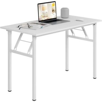 Soges Scrivania, tavolo pieghevole, materiale in legno, tavolo per computer, scrivania da ufficio, tavolo da pranzo per la famiglia, picnic. 10060, Bianco