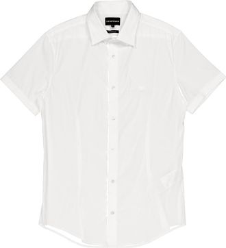 Emporio Armani Short-Sleeved, Stretch Nylon-Blend Shirt, Size Medium