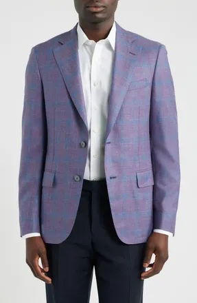 Samuelsohn Purple & Blue Plaid Slub Wool Blend Sport Coat in Lilac at Nordstrom, Size 40