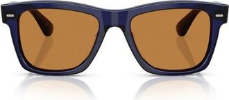 Oliver Peoples Oliver Sun 51mm Pillow Sunglasses in Denim /Cognac at Nordstrom