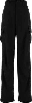 Bottega Veneta Fijne Wollen Cargobroek - Dames - Wijde Broeken - Zwart - XS - Wol - Broeken
