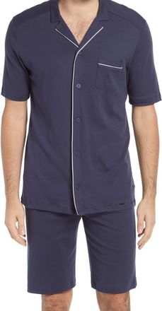 Hanro Night and Day Button Front Cotton Pajama Set in Black Iris at Nordstrom, Size Xx-Large