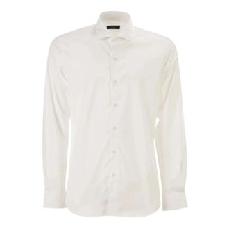 Fay Regular Fit overhemd van stretchpoplin - Heren - Zakelijke Overhemden - Wit - XL - Katoen - Overhemden
