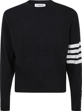 Thom Browne Truien & Vesten, Heren, Grijs, L, Kasjmier, Classic Cashmere 4-Bar Pullover