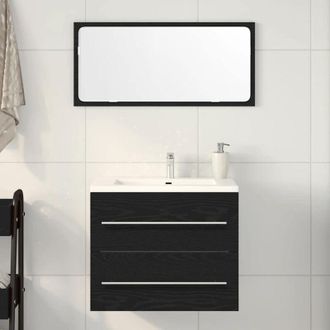 vidaXL Bathroom Sink Cabinet Black Oak 60x38.5x48 cm Engineered Wood vidaXL