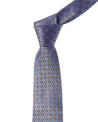 Canali Blue Floral Squares Silk Tie