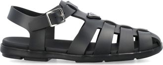 Prada Triangle-Logo Sandals - Mens - Leather/Rubber