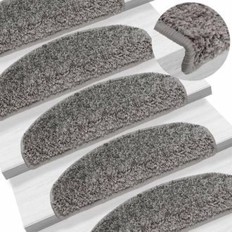 vidaXL Vidaxl - Felpudos Para Escaleras (15 Unidades, 65 X 21 X 4 Cm, Gris, Semicirculares, Grandes)
