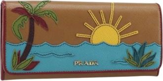 Prada Pre-owned Wallets, female, Brown, Size: ONE SIZE Pre-owned Vintage Long Wallet