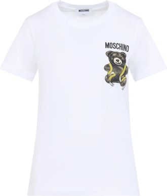 Moschino Mini Teddy Tee - Dames - T-shirts - Wit - S - Katoen - Tops