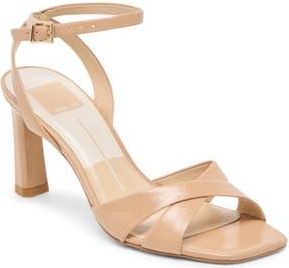 Dolce Vita Gwin Ankle Strap Sandal in Light Tan Crinkle Patent at Nordstrom Rack, Size 9.5