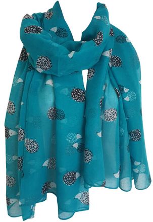 GlamLondon Womens Hedgehogs Print Scarf (Y20 - Turquoise)
