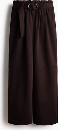 H&M Belted Trousers in Dark Brown at Nordstrom, Size Xx-Large