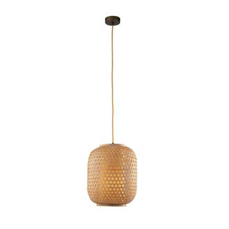 Netlighting ZEN Cylindrical Pendant Ceiling Light Wood 30x37cm in Brown | Size: 30x37 cm