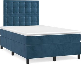 vidaXL Cama Box Spring Colch&oacute;n Y Led Terciopelo Azul Oscuro 120x190 Cm Vidaxl