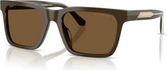 Emporio Armani Vierkante Zonnebril - Heren - Zonnebrillen - Bruin - 57 MM - Accessoires