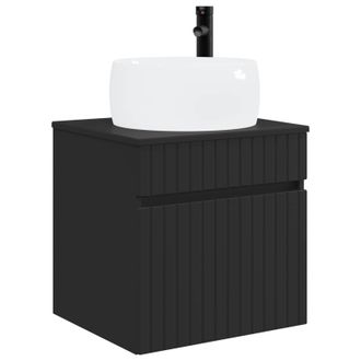 vidaXL Vanidad De Lavabo Montada En La Pared Negro 49 X 44,5 X 66 Cm Vidaxl