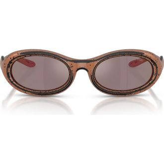 Diesel DL3011U 51mm Mirrored Oval Sunglasses in Bronze Splatter Black /Rose at Nordstrom