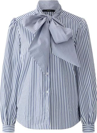 Oui Blusa con cuello de lazo - Blouses & Shirts - Mujer - Azul - XL