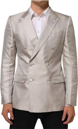Dolce & Gabbana Martini Double-Breasted Suit Blazer - Heren - Blazers - Beige - M - Jassen