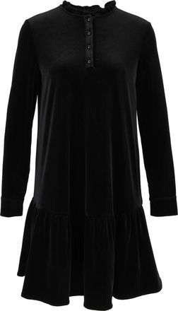 Emporio Armani Black Flowing Ruffled Hem Button Placket Mini Dress