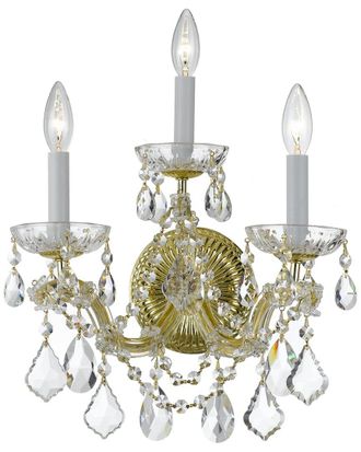 Crystorama Maria Theresa 3-Light Hand Cut Crystal Gold Sconce