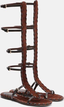Gianvito Rossi Zaira suede and leather gladiator sandals