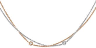 Jewelco London 18ct 2-Colour Gold Diamond By The Inch Donut Necklace 0.15ct - CWNR02147-17