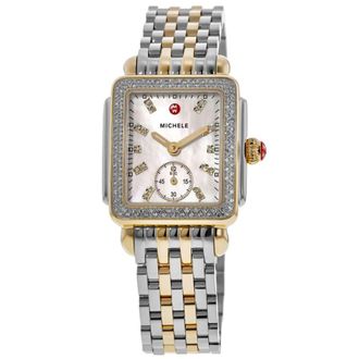 Michele Deco Mid Mother of Pearl Diamond Dial Two-Tone Steel Womens Watch MWW06V000123