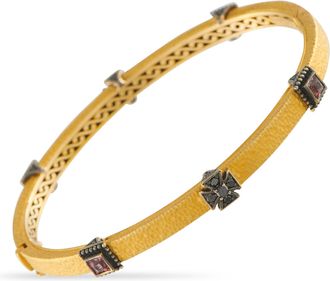 Konstantino 18K Yellow Gold Black Diamond and Tourmaline Bangle Bracelet KS09-050426