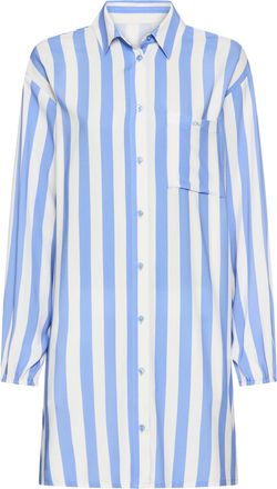 s.Oliver Nachthemd S.OLIVER, Damen, Gr. 34, N-Gr, blau gestreift, Web, Obermaterial: 100% Viskose, gestreift, oversize kurz, V-Ausschnitt, elastischer Bund mit