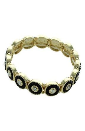 Olivia Welles Full Circle Stretch Bracelet in Gold/Black/Clear at Nordstrom Rack