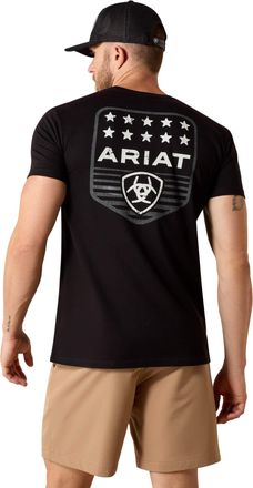 Ariat Mens Ariat Stripe Patriotic Badge T-Shirt in Black, Size 2X-Large