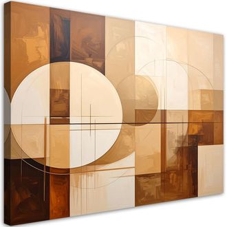 Feeby Cuadro Sobre Lienzo, Formas Geom&eacute;tricas Abstractas En Beige, 120x80