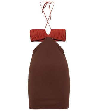 ワンピースその他 NENSI DOJAKA Women Dresses NDAW24SWIM012PUCE Brown Brown Draped Double Minidress by Nensi Dojaka on Sale