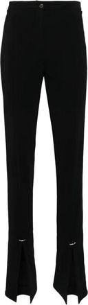 MUGLER High-Waisted Broek met Splitzoom - Dames - Wijde Broeken - Zwart - S - Leer - Broeken