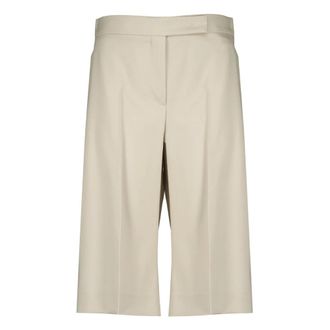 Max Mara Le Bermuda - Dames - Korte Broeken - Beige - S - Wol - Korte Broeken