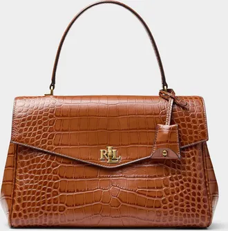 Lauren Ralph Lauren Womens Farrah croc leather shoulder bag