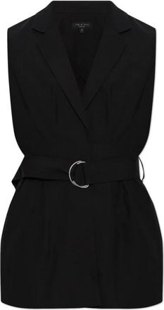 Rag & Bone Mandi Gilet met Riem - Dames - Bodywarmers - Zwart - L - Katoen - Jassen