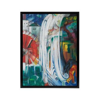 Artery8 The Bewitched Mill Colourful Franz Marc Vintage Framed Canvas Wall Art | Size: W24 x H32