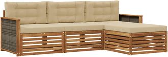 vidaXL Conjunto De Sof&aacute;s De Exterior 4 Uds. Natural Y Beige Vidaxl